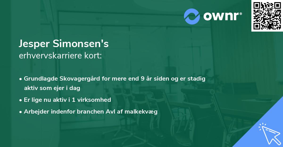 Jesper Simonsen's erhvervskarriere kort