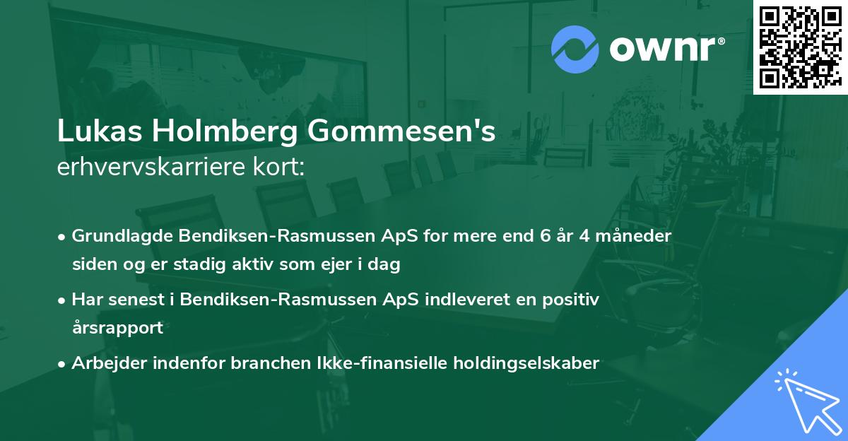 Lukas Holmberg Gommesen's erhvervskarriere kort