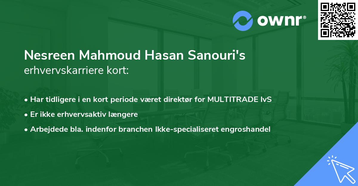 Nesreen Mahmoud Hasan Sanouri's erhvervskarriere kort