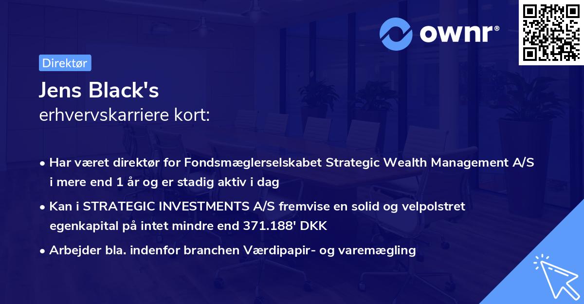 Jens Black's erhvervskarriere kort