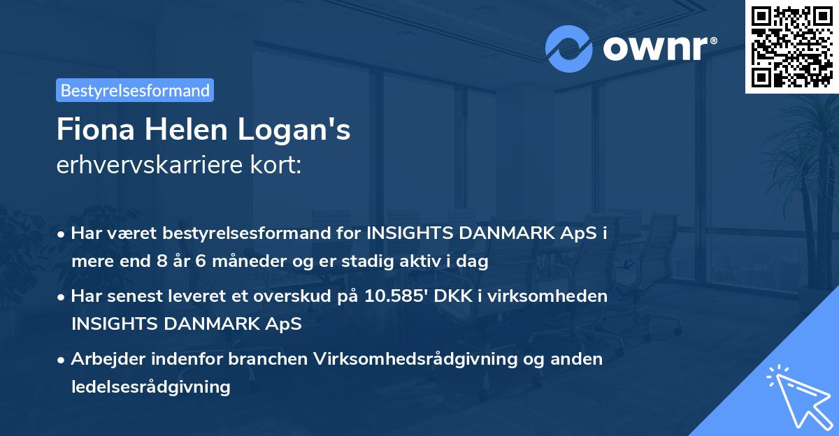 Fiona Helen Logan's erhvervskarriere kort