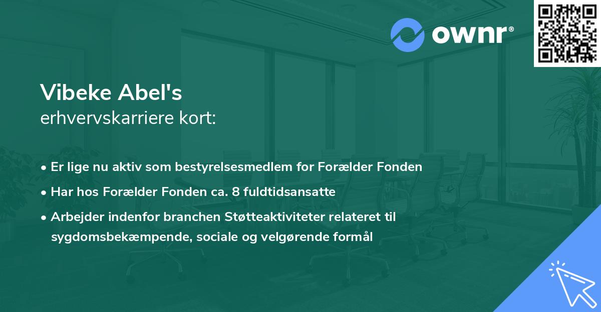 Vibeke Abel's erhvervskarriere kort