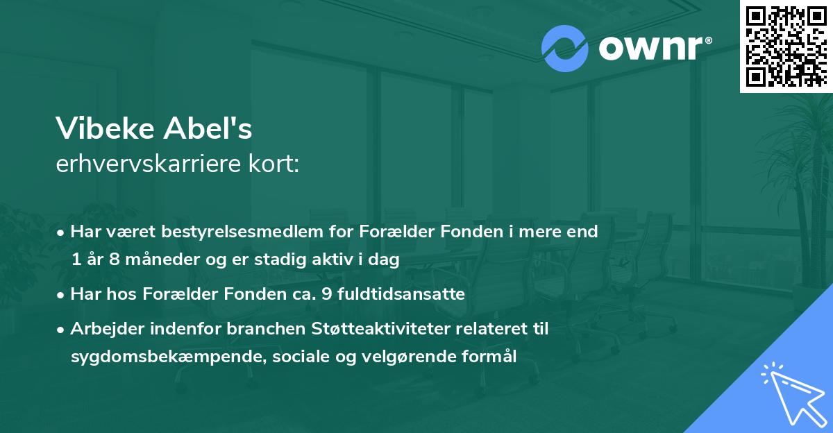 Vibeke Abel's erhvervskarriere kort