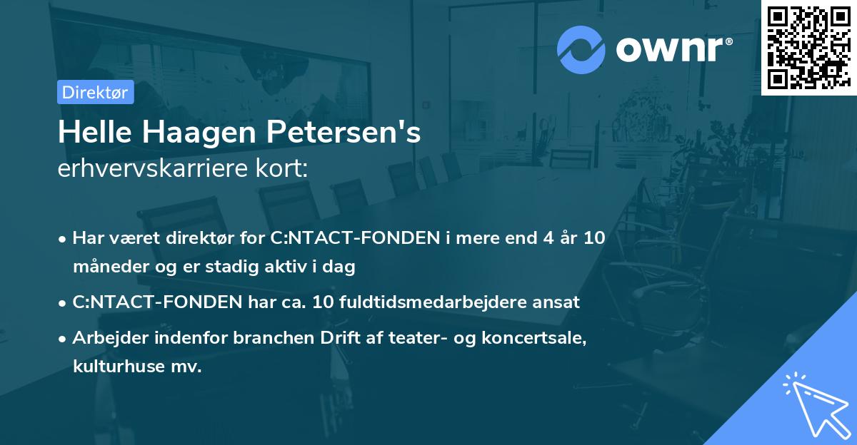 Helle Haagen Petersen's erhvervskarriere kort