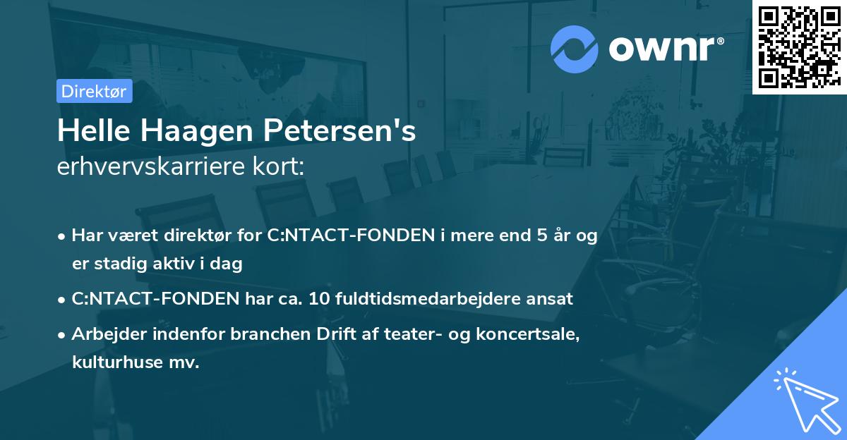 Helle Haagen Petersen's erhvervskarriere kort
