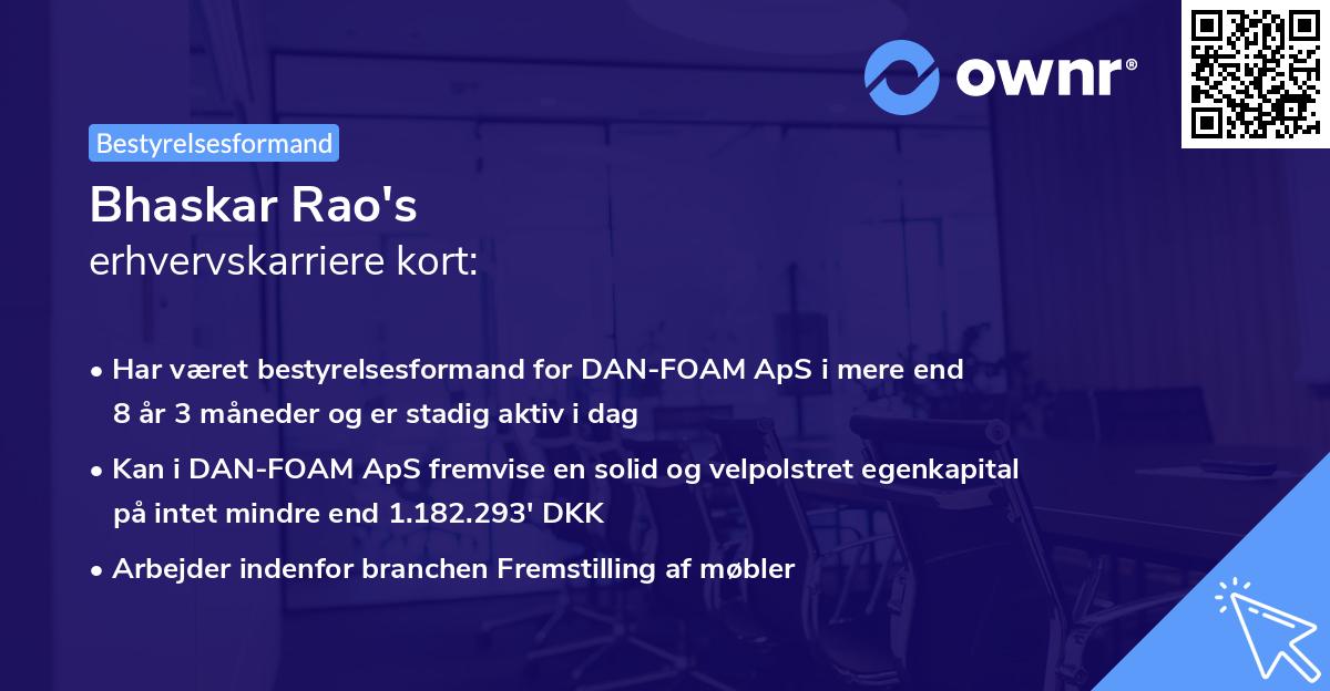 Bhaskar Rao's erhvervskarriere kort