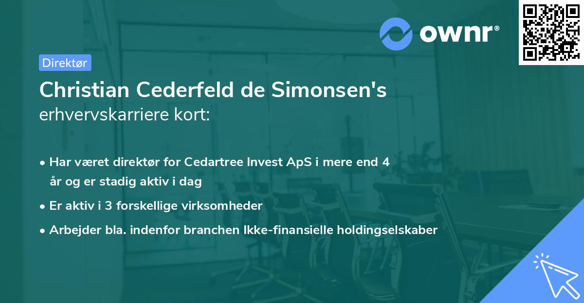 Christian Cederfeld de Simonsen's erhvervskarriere kort