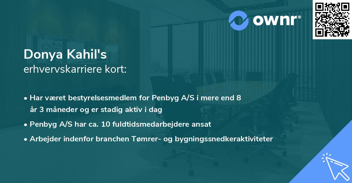 Donya Kahil's erhvervskarriere kort