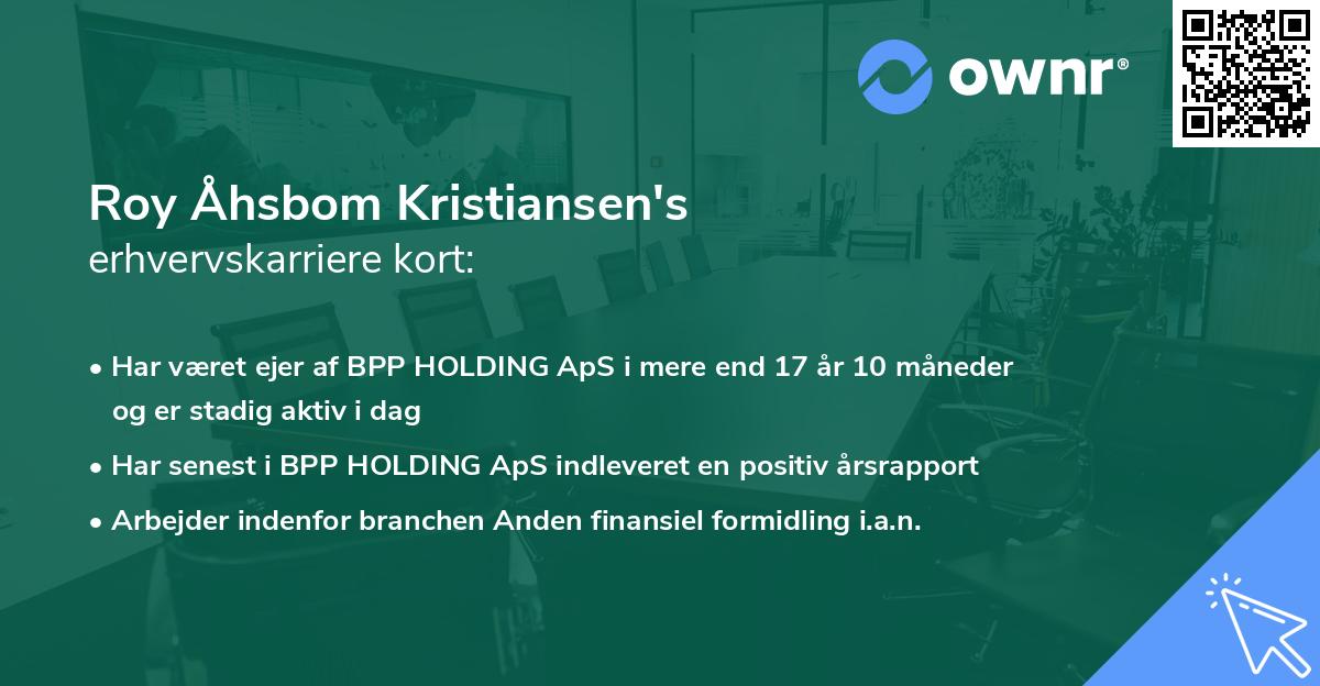 Roy Åhsbom Kristiansen's erhvervskarriere kort