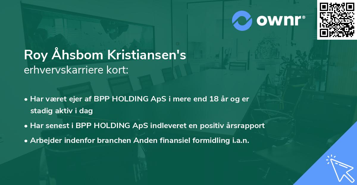 Roy Åhsbom Kristiansen's erhvervskarriere kort