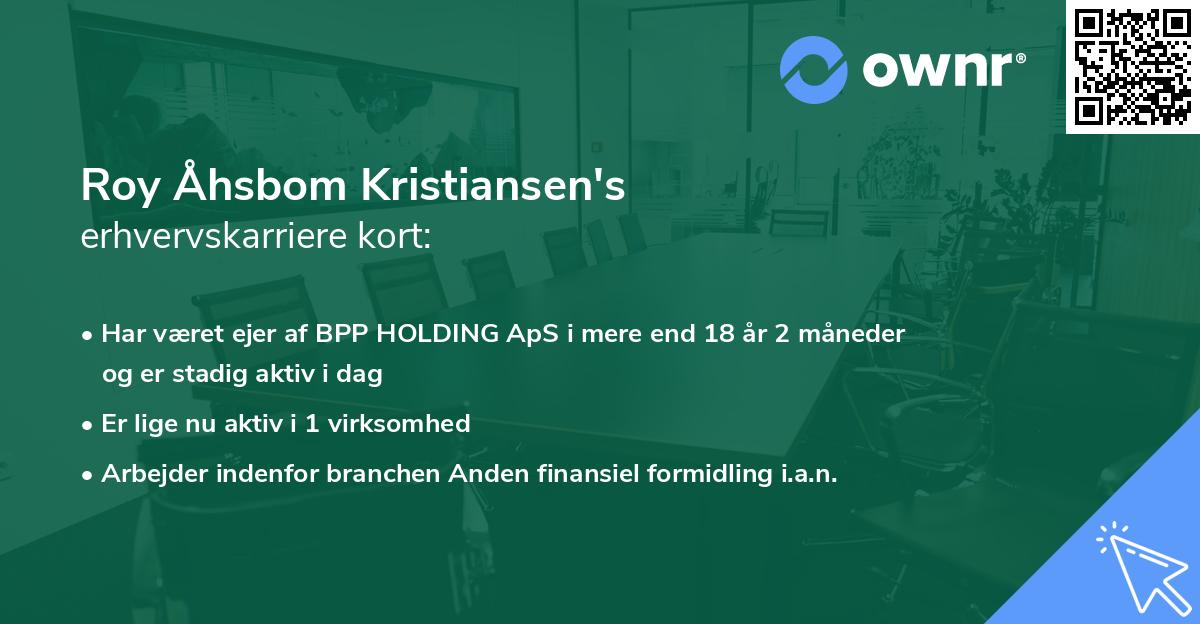 Roy Åhsbom Kristiansen's erhvervskarriere kort