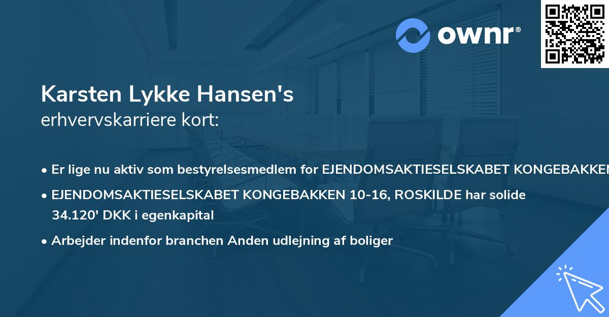 Karsten Lykke Hansen's erhvervskarriere kort