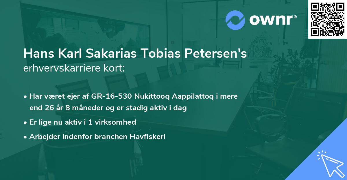 Hans Karl Sakarias Tobias Petersen's erhvervskarriere kort