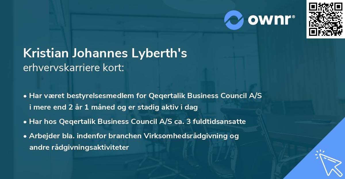 Kristian Johannes Lyberth's erhvervskarriere kort