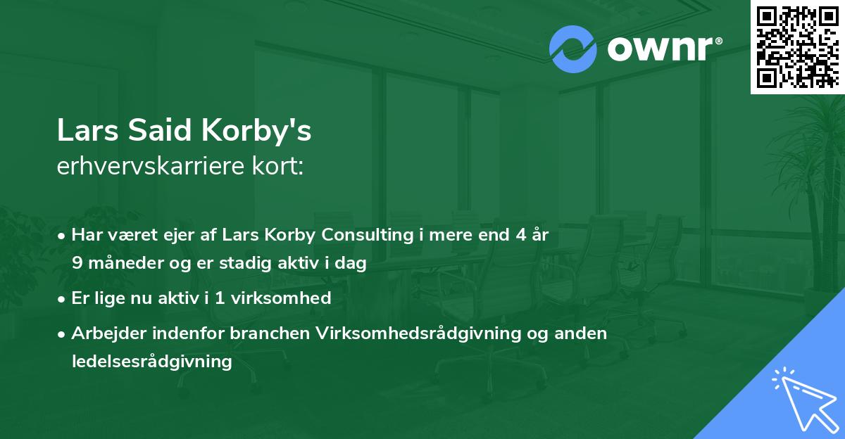 Lars Said Korby's erhvervskarriere kort