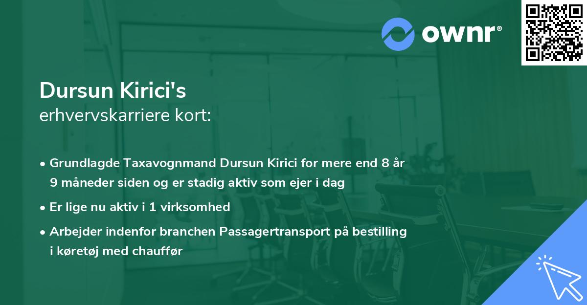 Dursun Kirici's erhvervskarriere kort