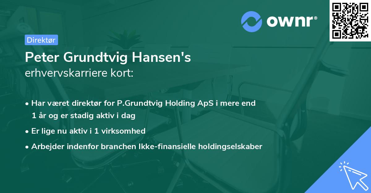 Peter Grundtvig Hansen's erhvervskarriere kort