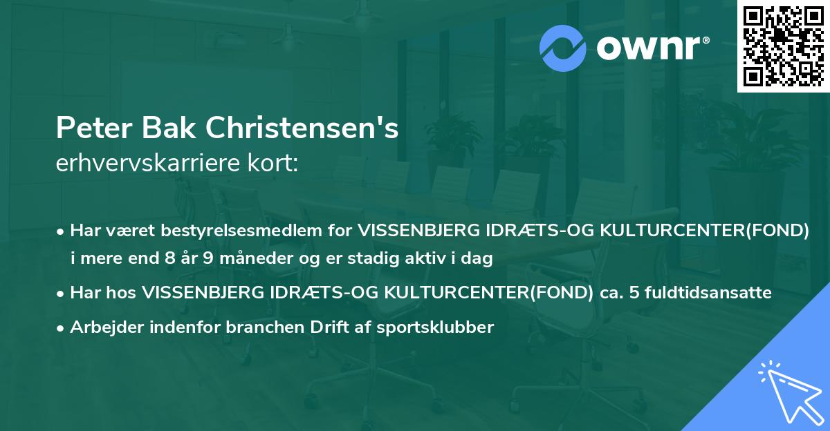 Peter Bak Christensen's erhvervskarriere kort