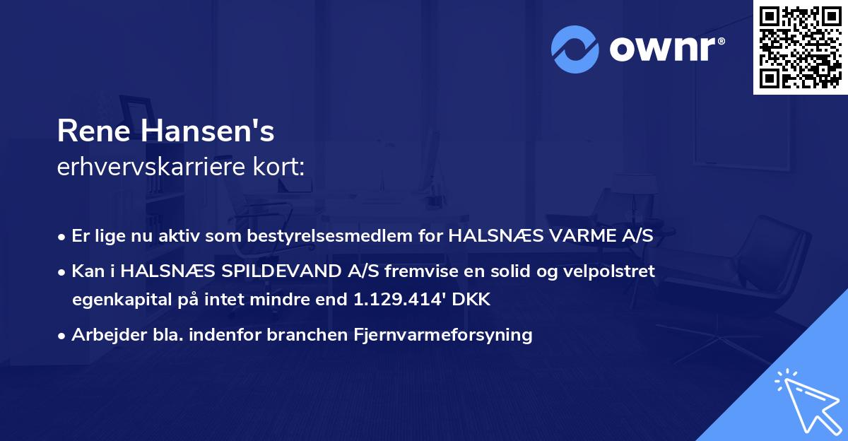 Rene Hansen's erhvervskarriere kort
