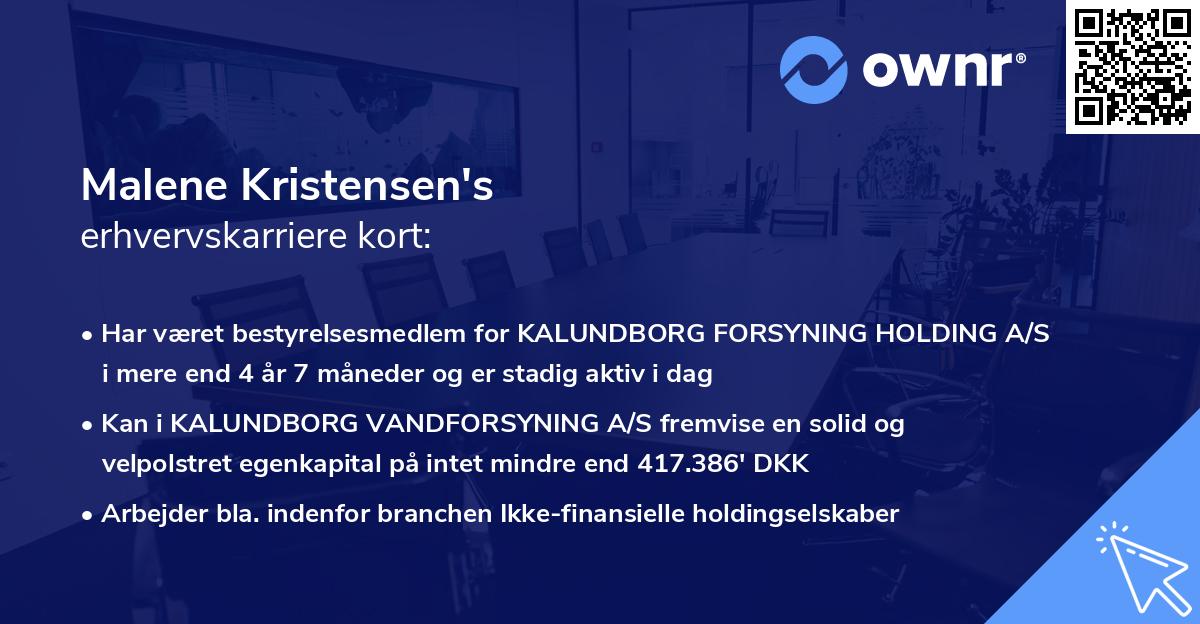 Malene Kristensen's erhvervskarriere kort