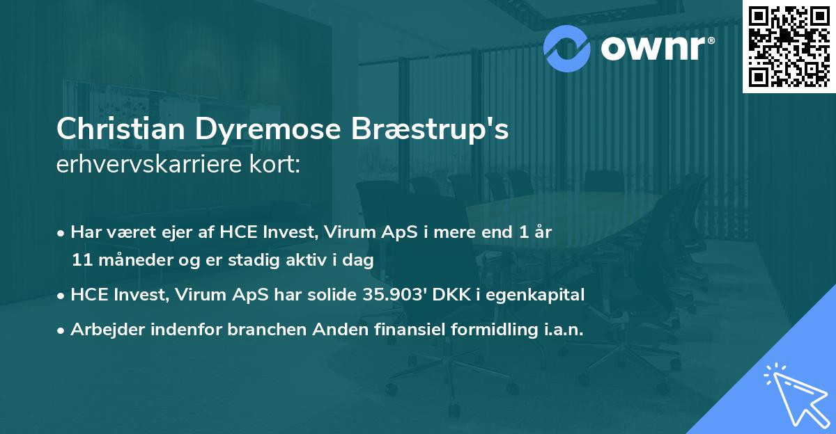 Christian Dyremose Bræstrup's erhvervskarriere kort