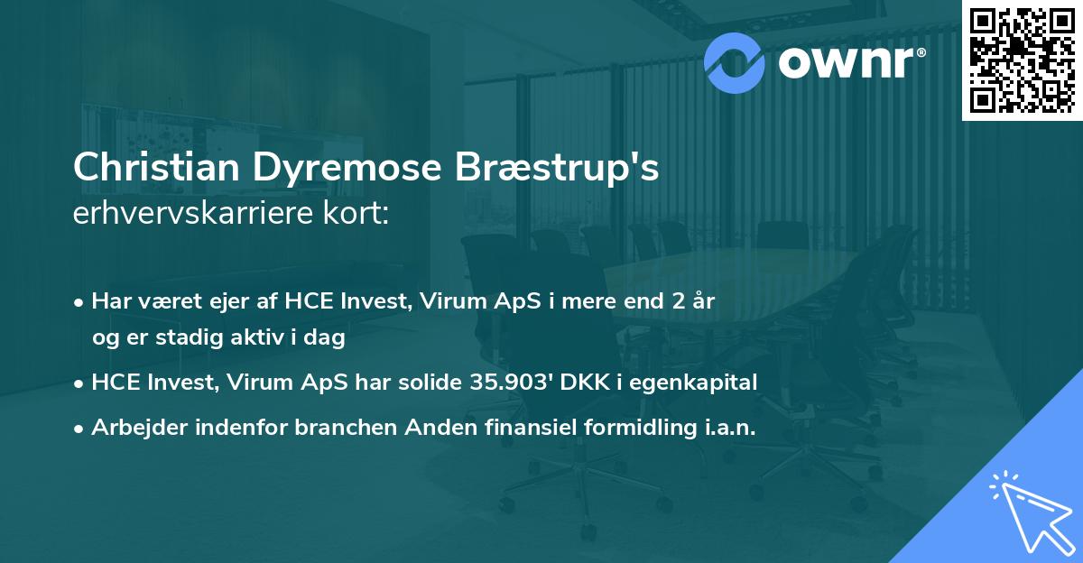 Christian Dyremose Bræstrup's erhvervskarriere kort