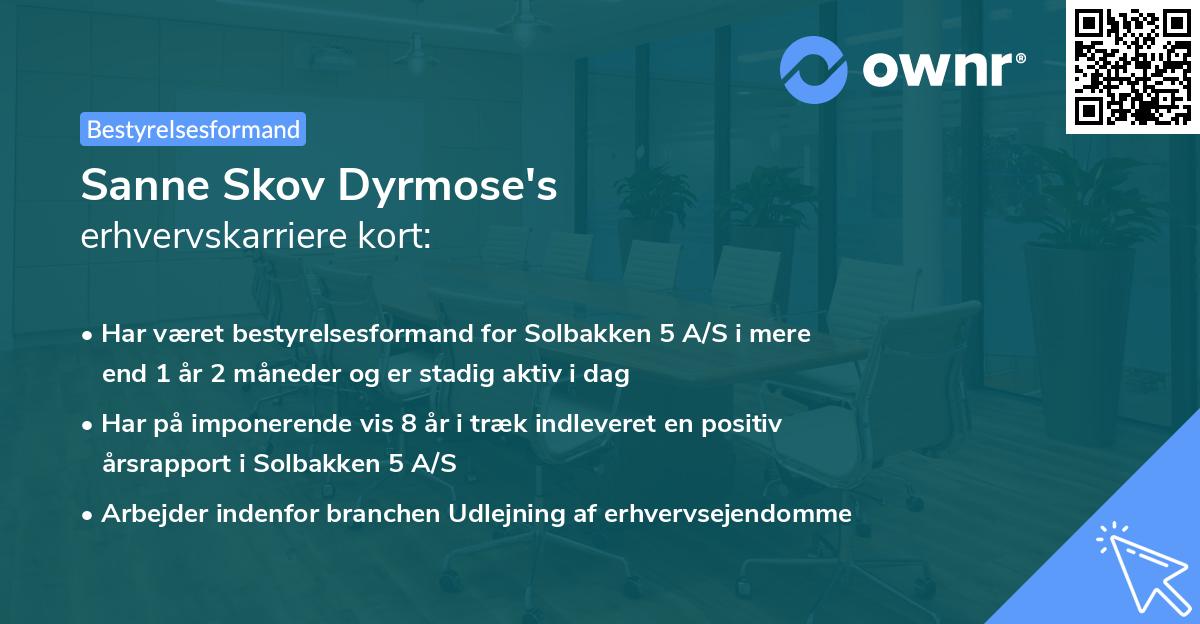 Sanne Skov Dyrmose's erhvervskarriere kort