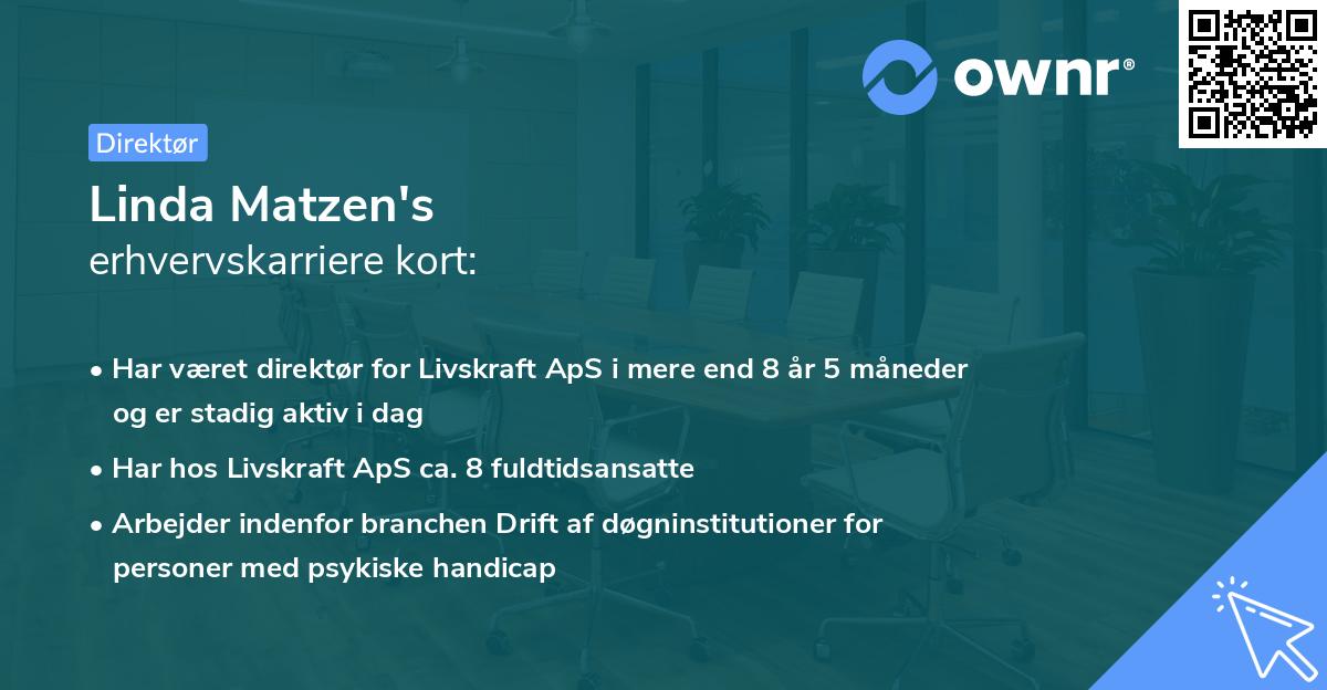 Linda Matzen's erhvervskarriere kort