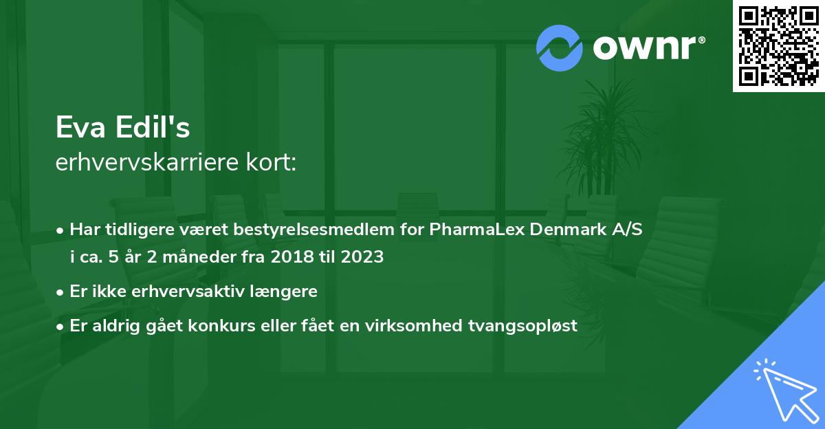 Eva Edil's erhvervskarriere kort