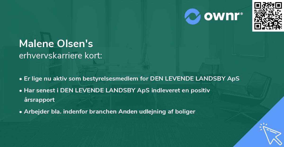 Malene Olsen's erhvervskarriere kort