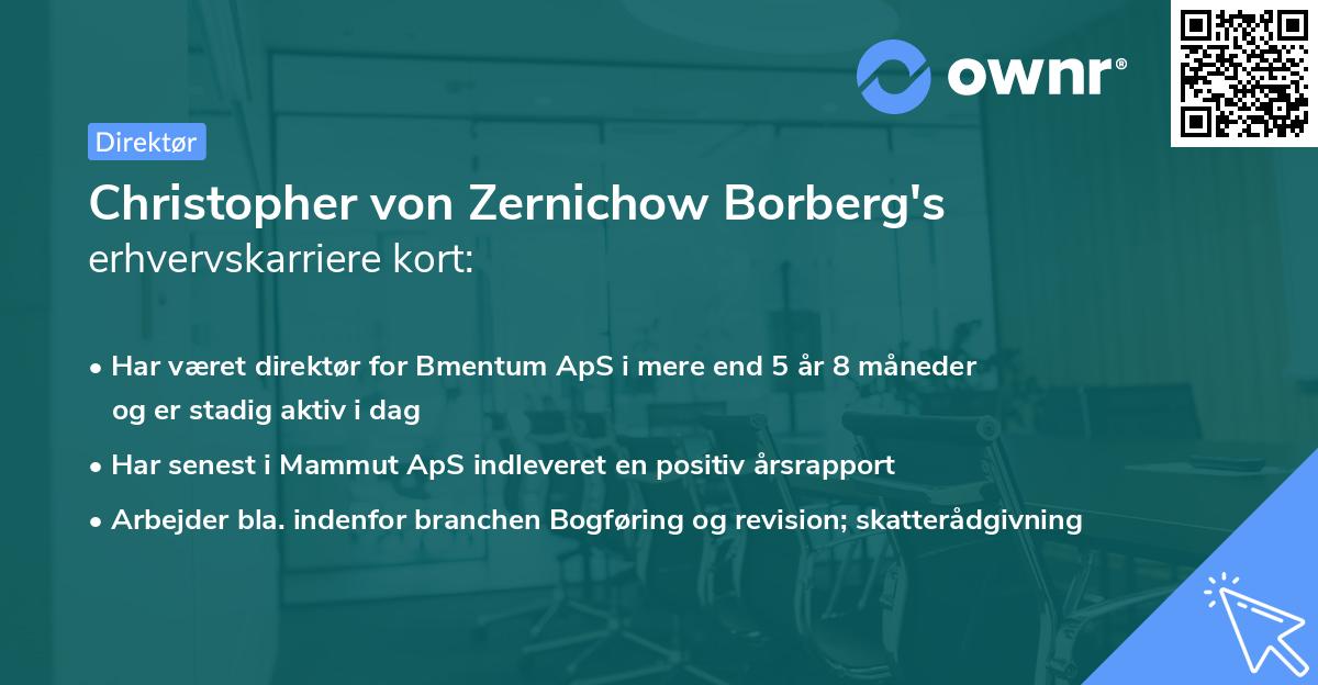 Christopher von Zernichow Borberg's erhvervskarriere kort