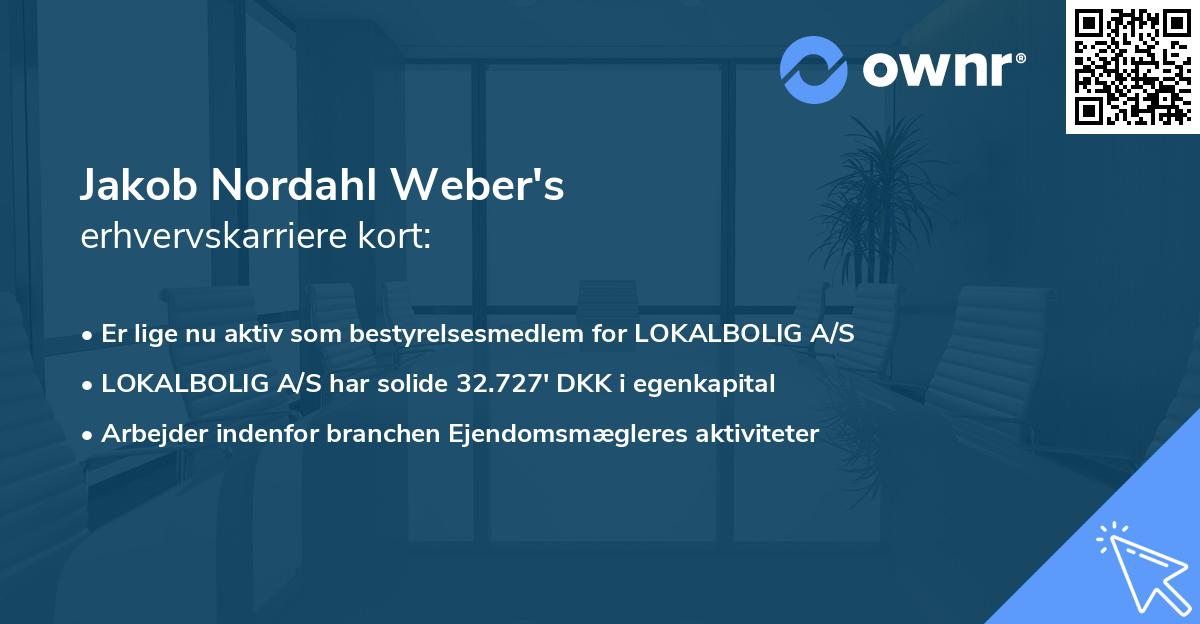 Jakob Nordahl Weber's erhvervskarriere kort