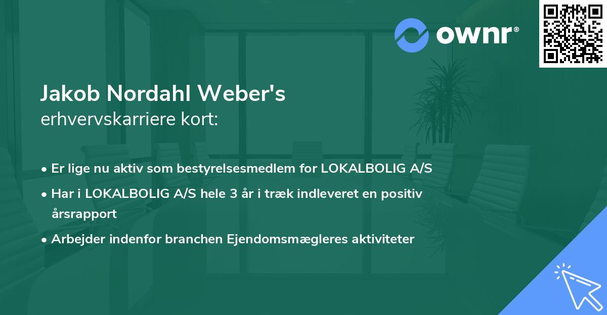 Jakob Nordahl Weber's erhvervskarriere kort