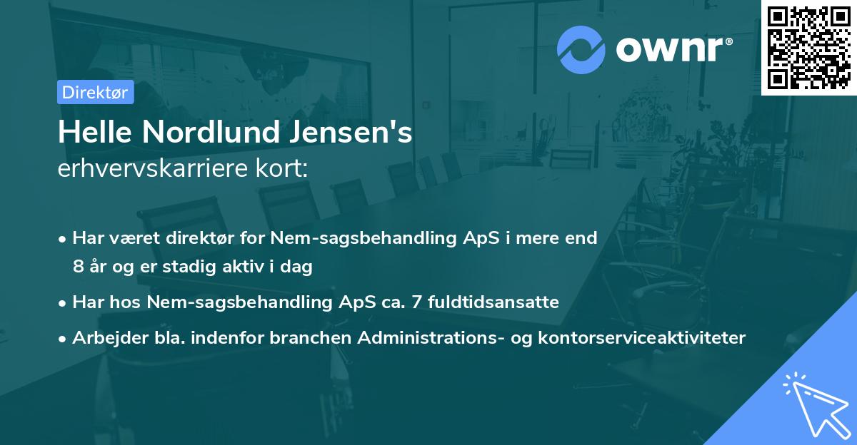 Helle Nordlund Jensen's erhvervskarriere kort