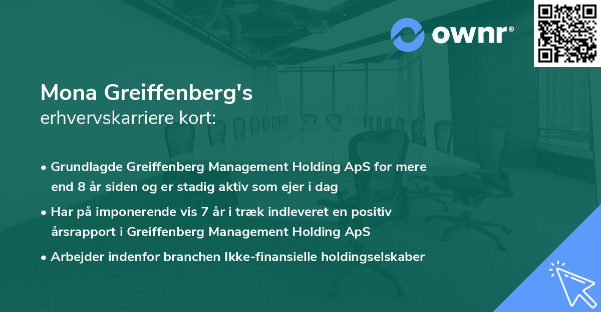 Mona Greiffenberg's erhvervskarriere kort