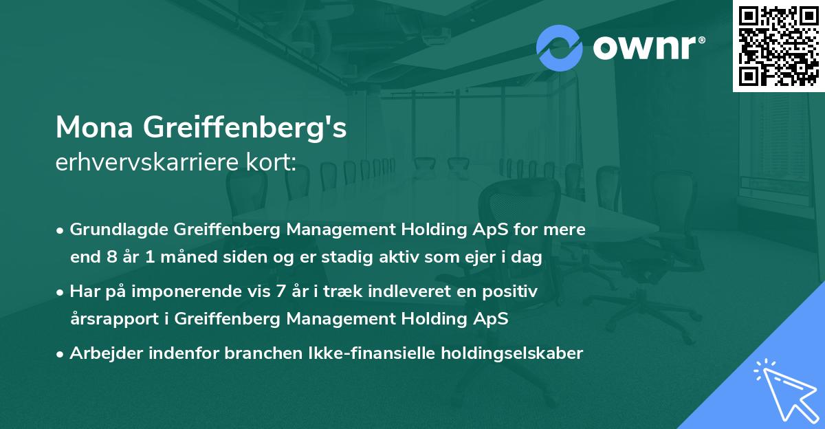 Mona Greiffenberg's erhvervskarriere kort