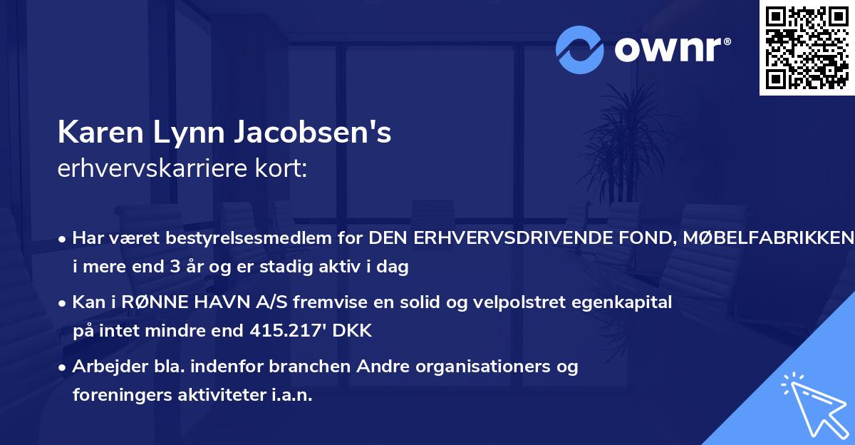 Karen Lynn Jacobsen's erhvervskarriere kort