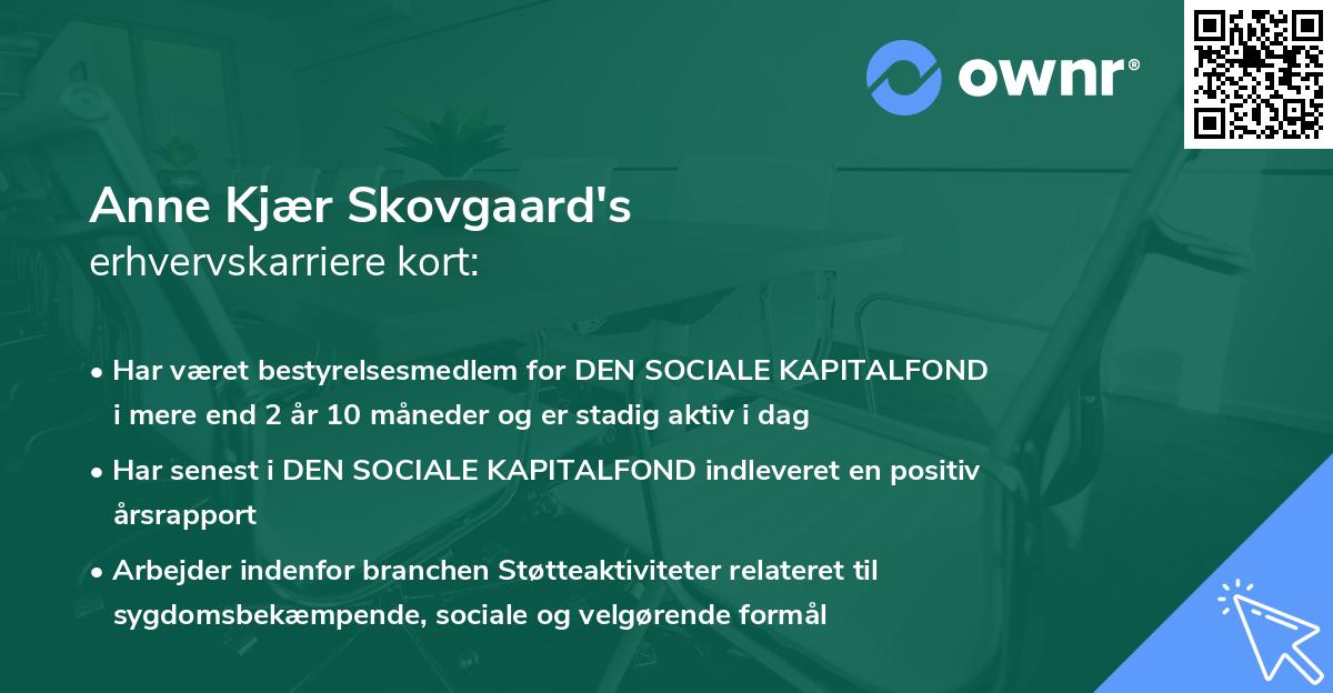Anne Kjær Skovgaard's erhvervskarriere kort