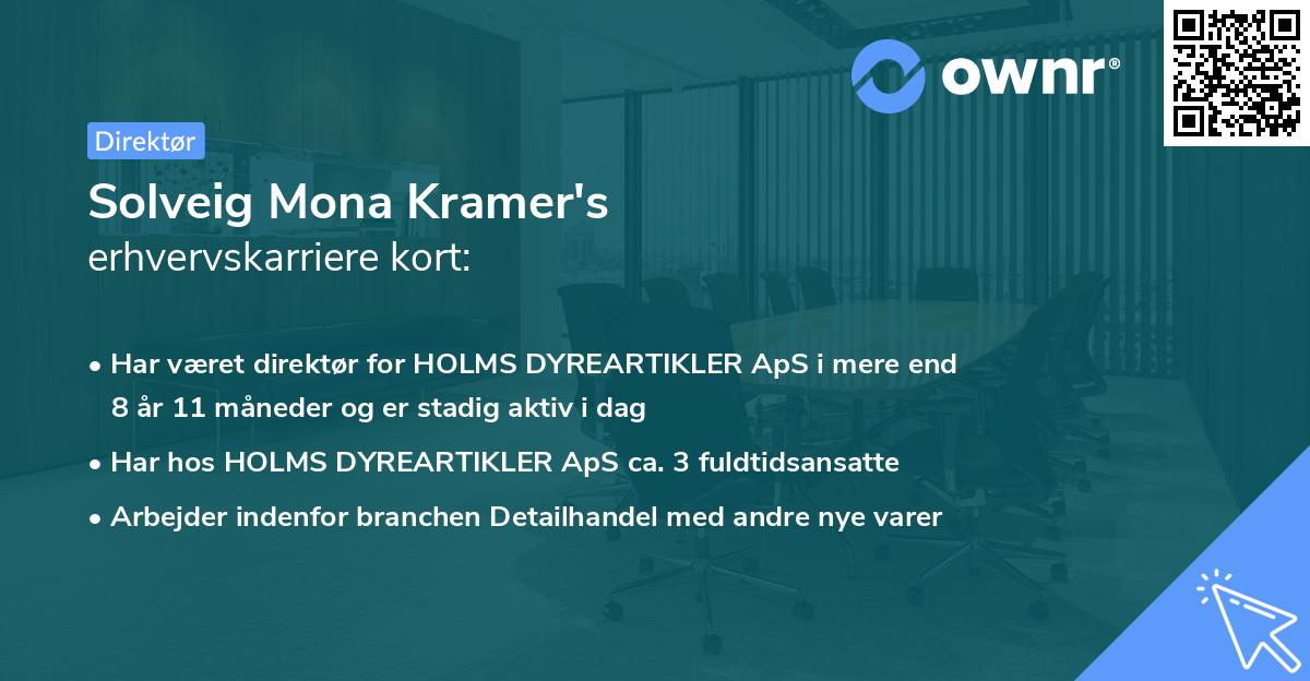 Solveig Mona Kramer's erhvervskarriere kort