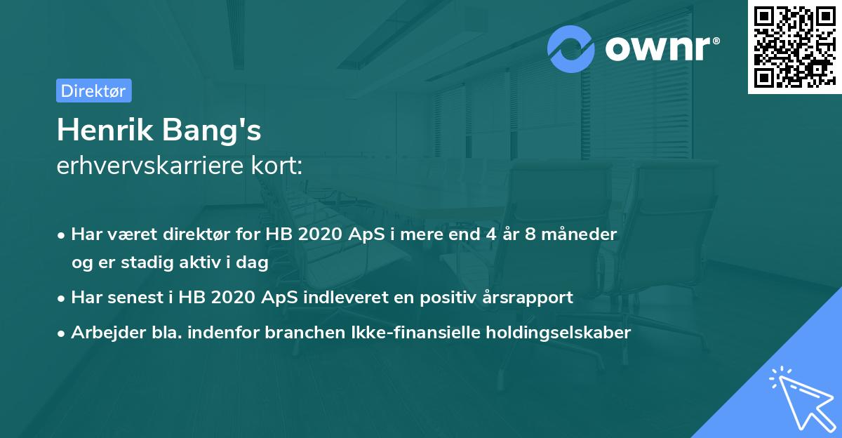 Henrik Bang's erhvervskarriere kort