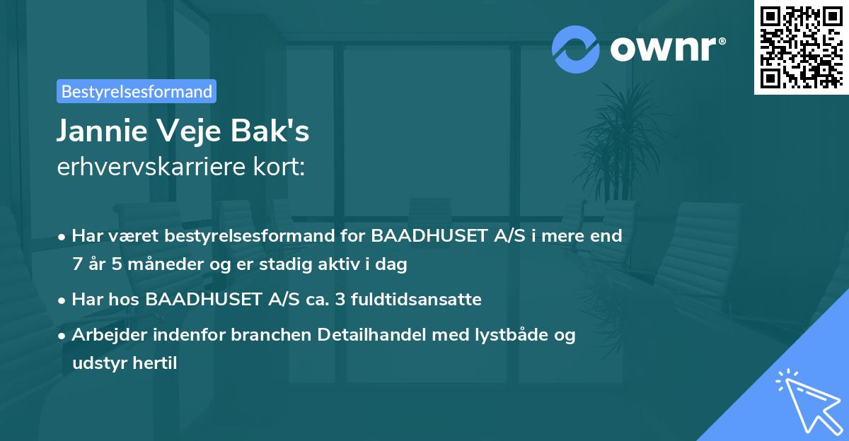 Jannie Veje Bak's erhvervskarriere kort