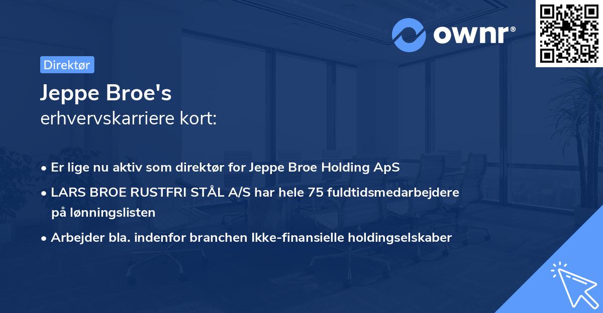 Jeppe Broe's erhvervskarriere kort