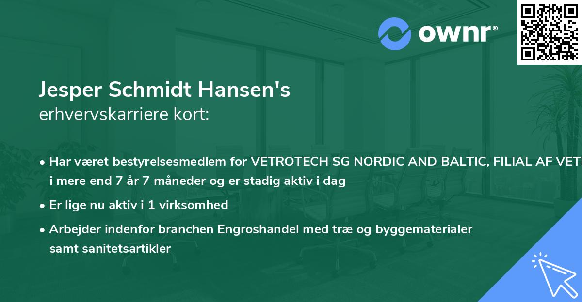 Jesper Schmidt Hansen's erhvervskarriere kort