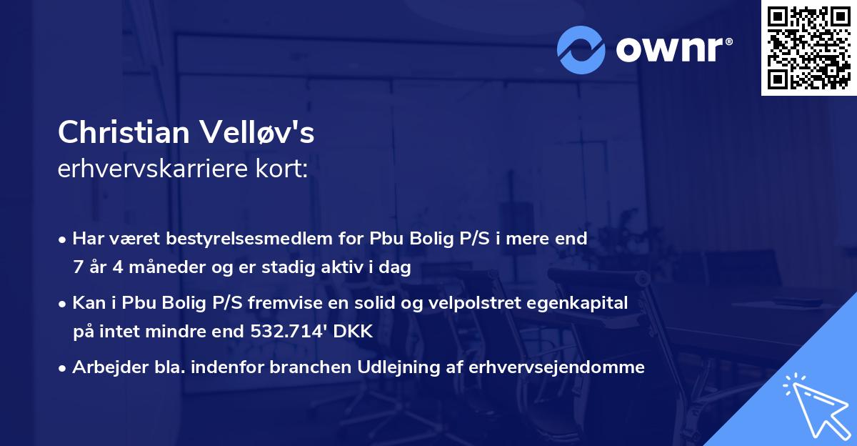 Christian Velløv's erhvervskarriere kort