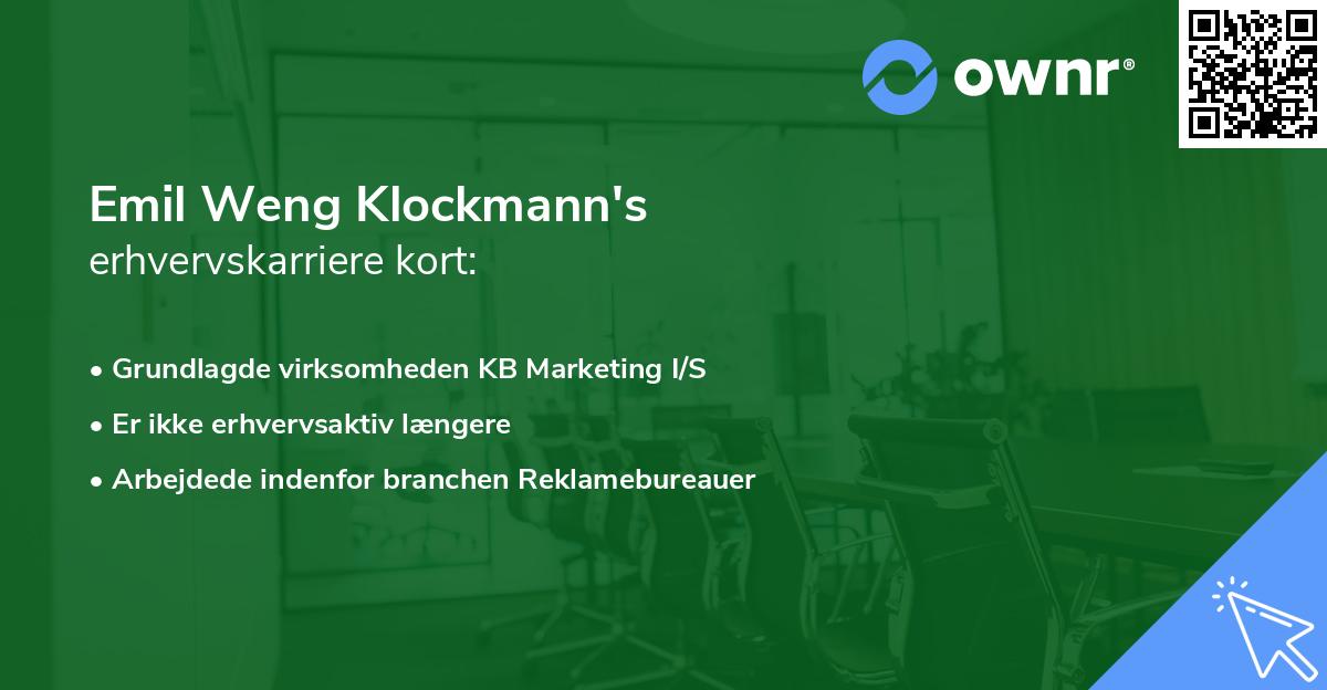 Emil Weng Klockmann's erhvervskarriere kort