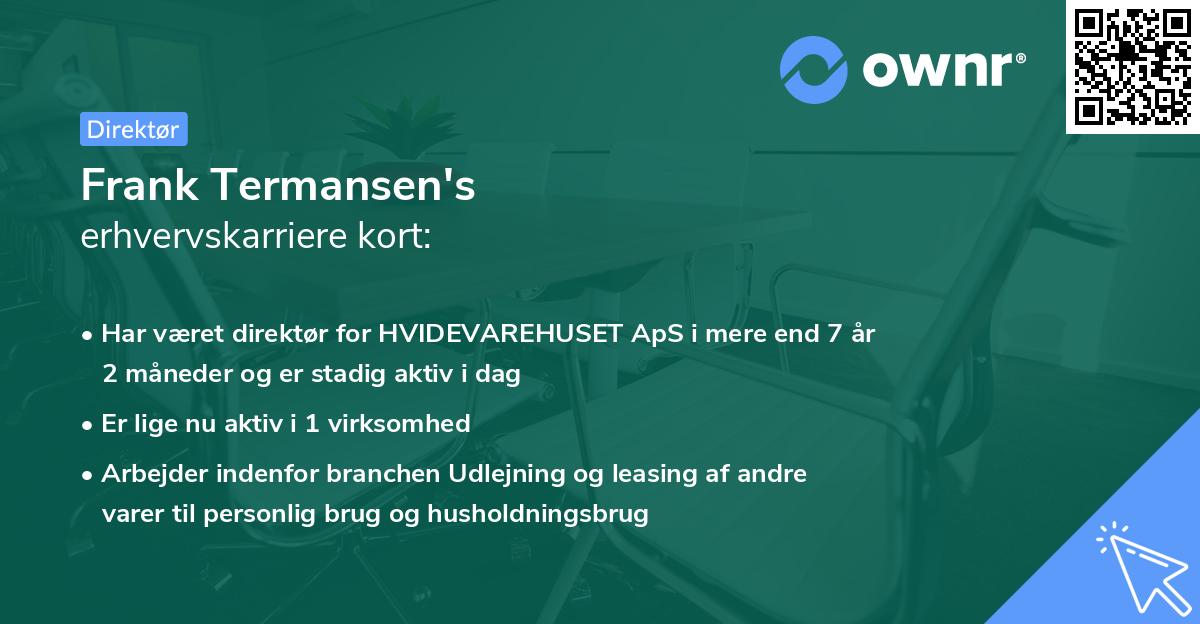 Frank Termansen's erhvervskarriere kort
