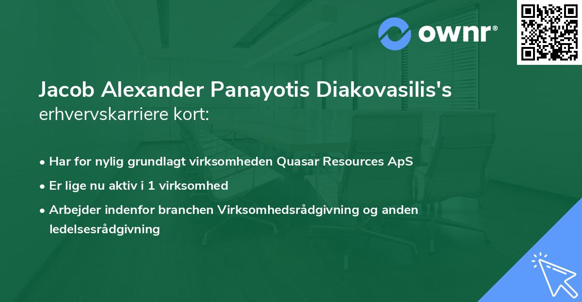 Jacob Alexander Panayotis Diakovasilis's erhvervskarriere kort