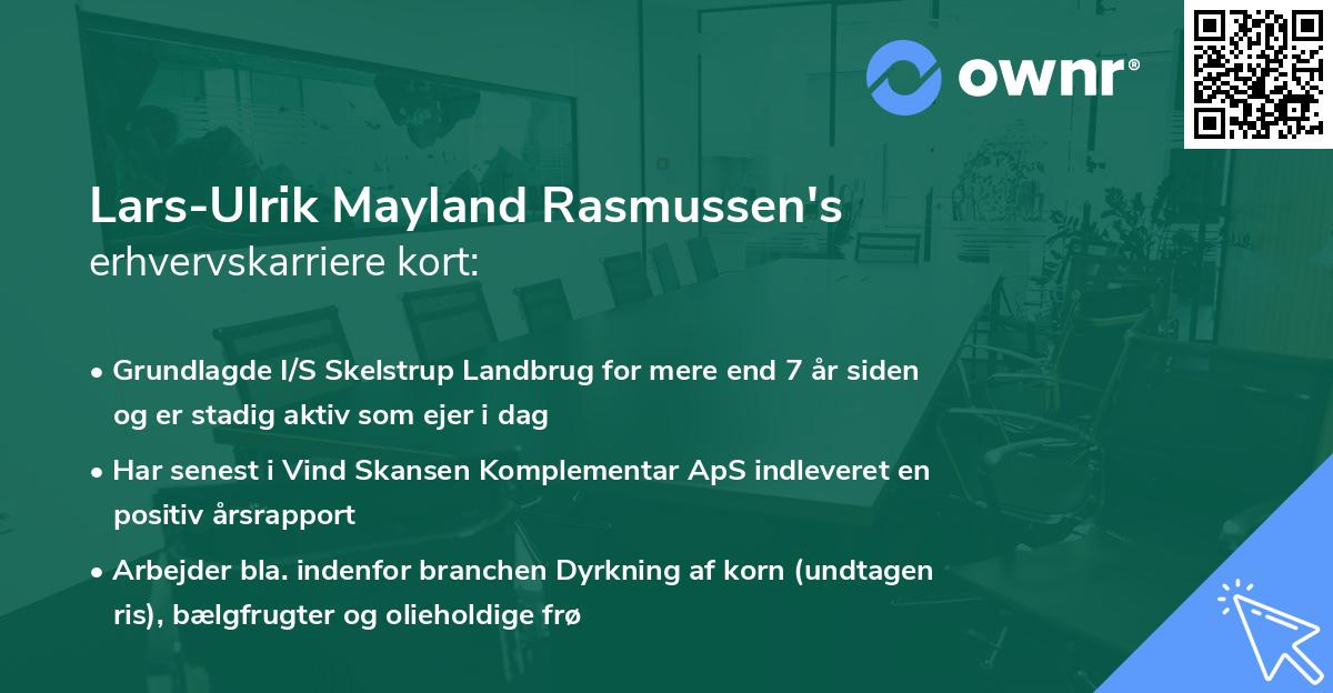 Lars-Ulrik Mayland Rasmussen's erhvervskarriere kort
