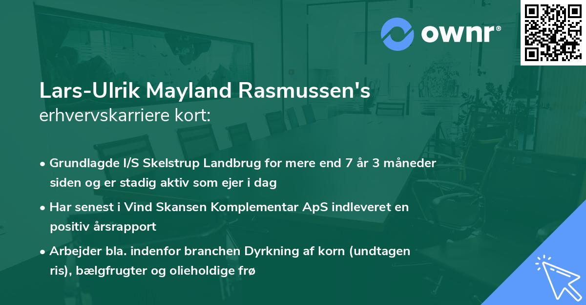 Lars-Ulrik Mayland Rasmussen's erhvervskarriere kort