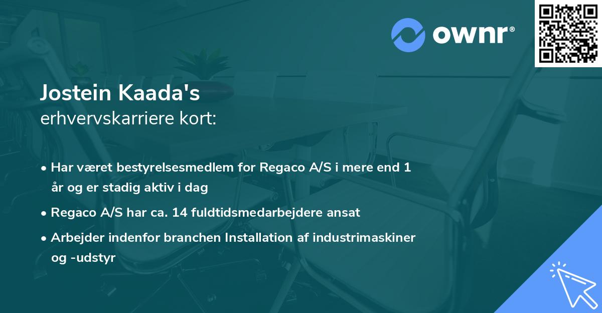 Jostein Kaada's erhvervskarriere kort